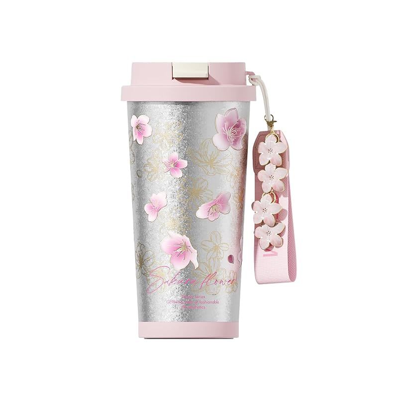 【新品】 GERM お花 チタンストロータンブラー丨500ml 真空断熱｜抗菌・抗酸化・耐食性に安心仕様丨ストロー＆直飲み｜保温・保冷丨新鮮さをキープ｜軽量・防漏｜専用ボックス ギフト用 (桜Ti) 11,245円