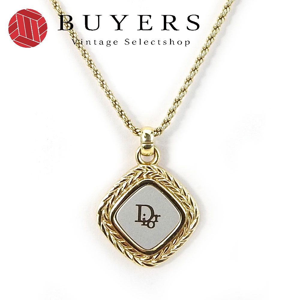 【中古】 クリスチャンディオール ネックレス メタル ゴールド ゴールド シルバー メッキ アクセサリー ロゴ レディース 女性 Christian Dior