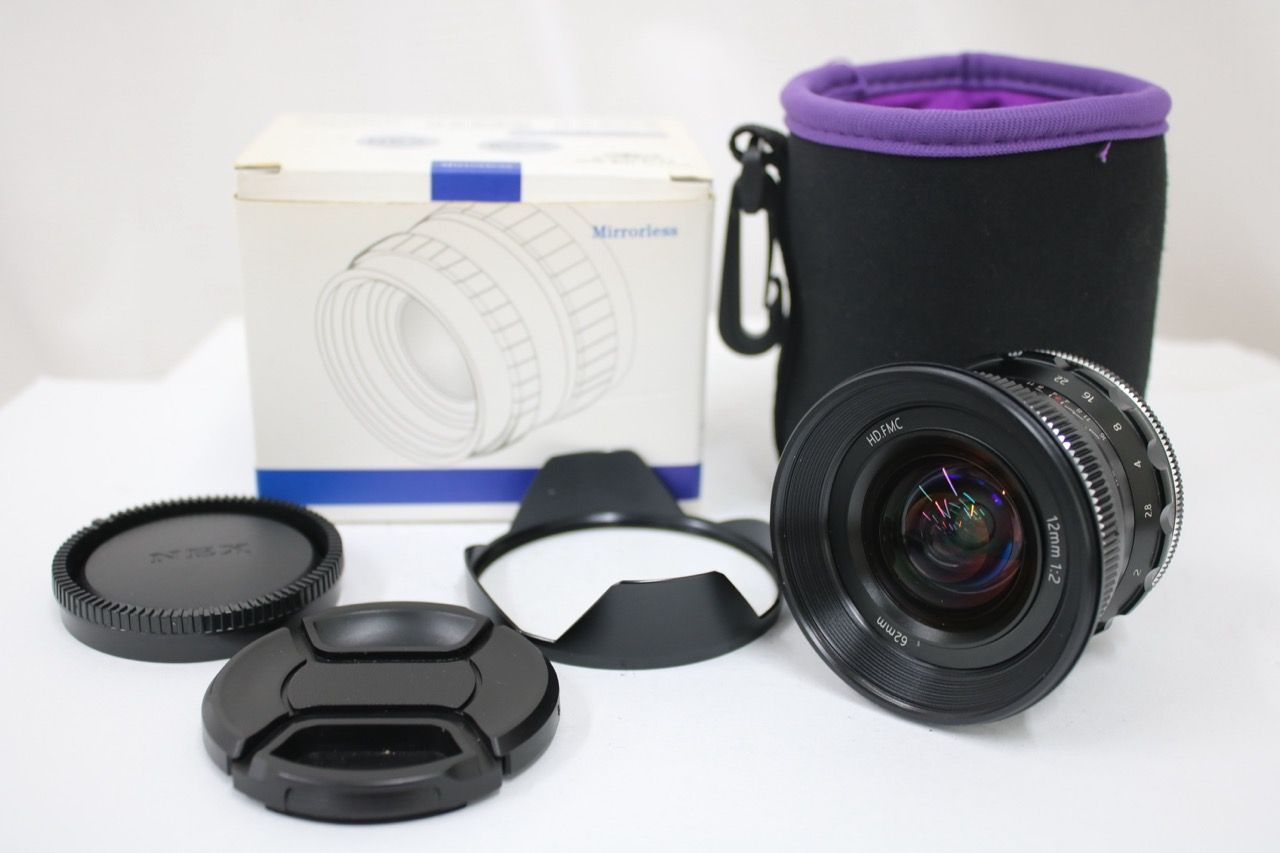 【美品 返品保証】 Pergear HD.FMC 12mm F2 ソニーEマウントレンズ e17204