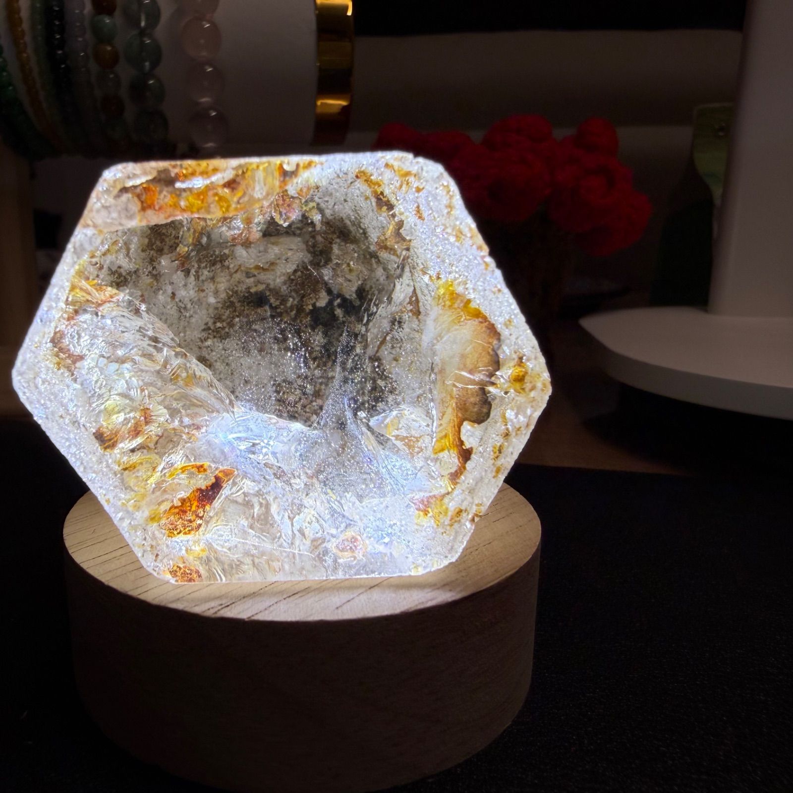 高品質 万華鏡水晶 緑幽霊入り 高透明 グリーンファントム 天然水晶原石 クリアクォーツ