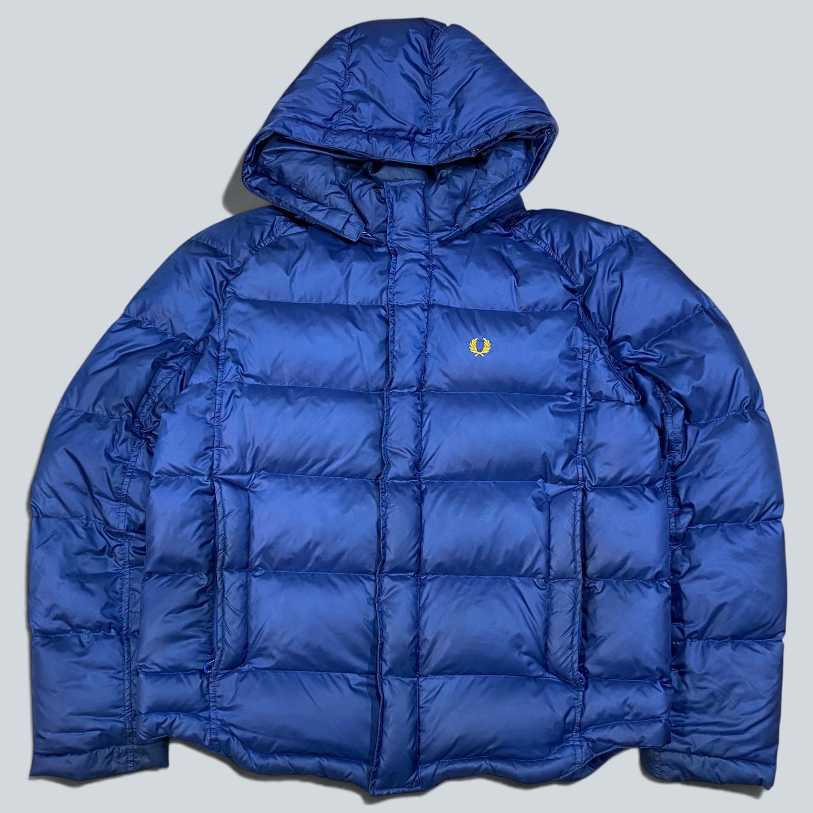 FRED PERRY フレッドペリー フード付き ダウン ジャケット XL ブルー KT60-D6-KG
