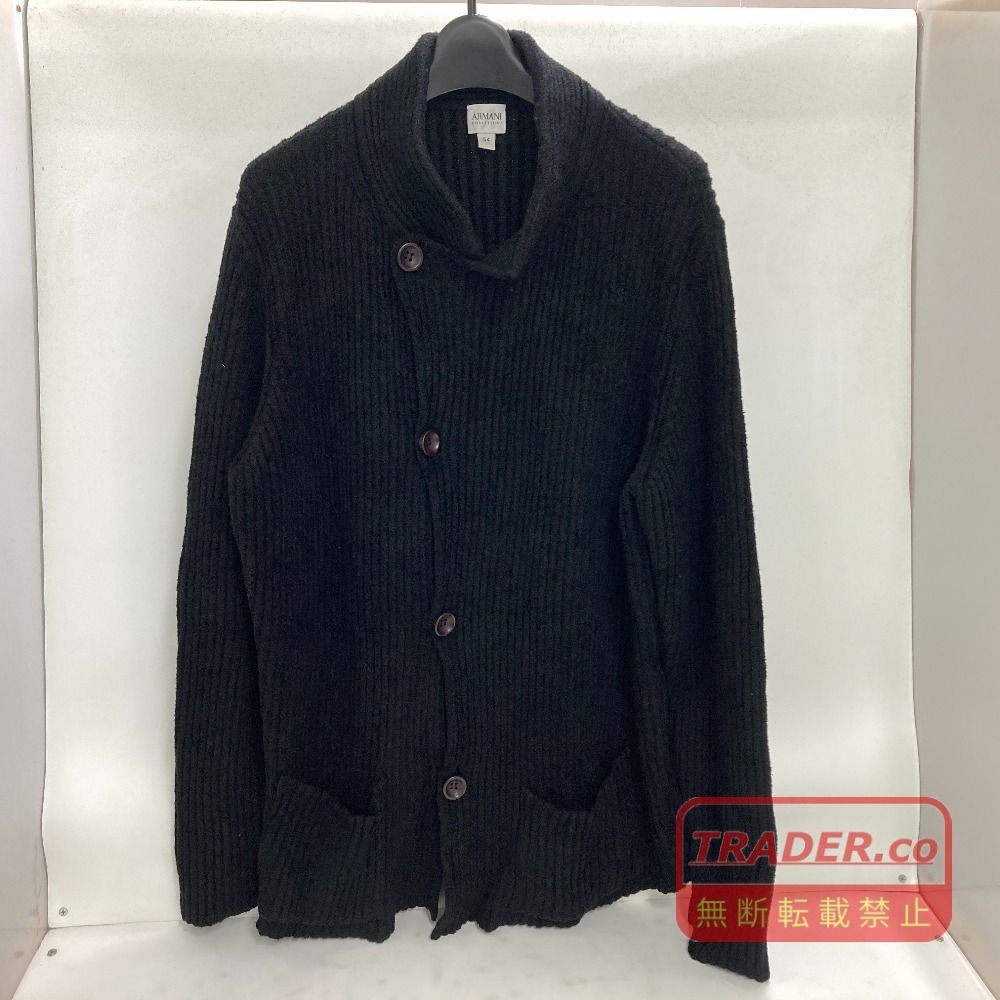 02w27610 アルマーニコレッツォーニ ARMANI COLLEZIONI ニットコート ブラック 54 モルダヴィア製 メンズ アウター ウール 【中古品】
