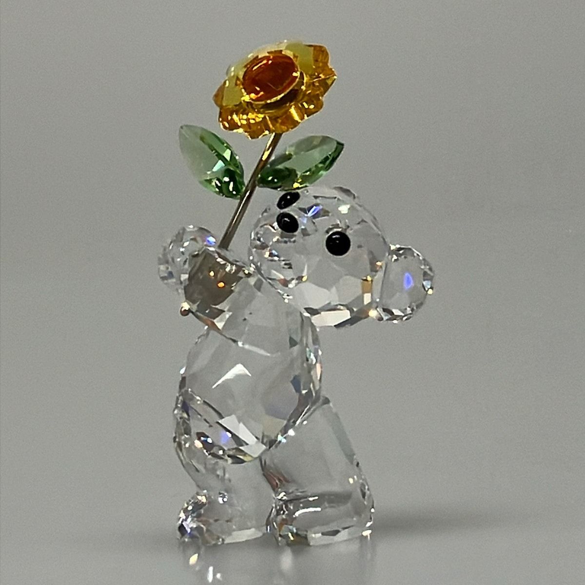 SWAROVSKI(スワロフスキー) 小物新品同様 - クリア×オレンジ×グリーン 置物/クマ/フラワーその他