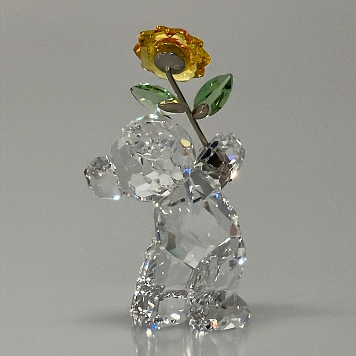 SWAROVSKI(スワロフスキー) 小物新品同様 - クリア×オレンジ×グリーン 置物/クマ/フラワー