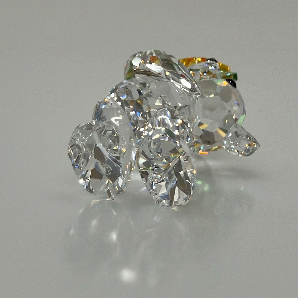 SWAROVSKI(スワロフスキー) 小物新品同様 - クリア×オレンジ×グリーン 置物/クマ/フラワー
