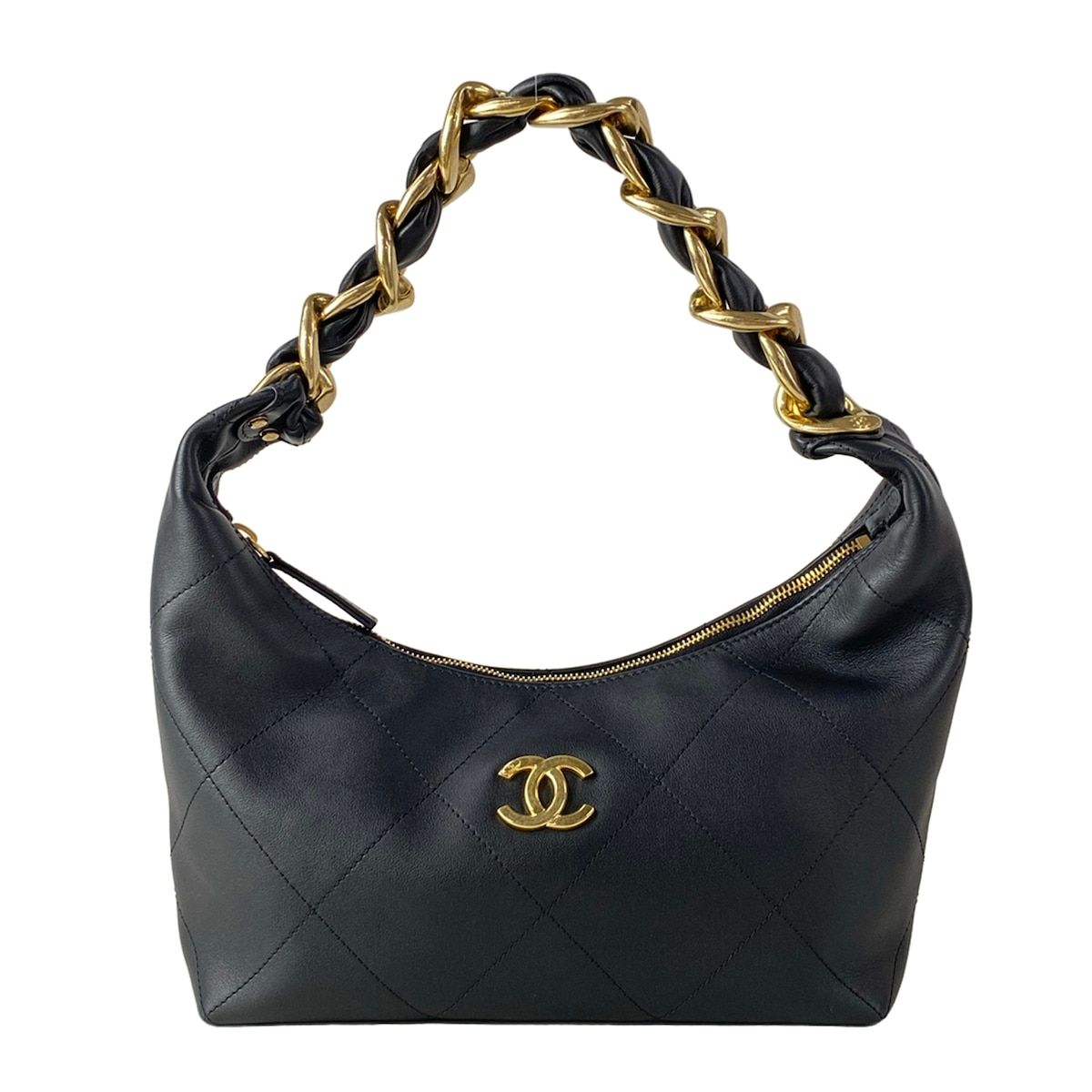 CHANEL(シャネル) ハンドバッグ美品 マトラッセ/ホーボー AS5837 黒×ゴールド ゴールド金具/メタルシリアルプレート レザー 337,995円