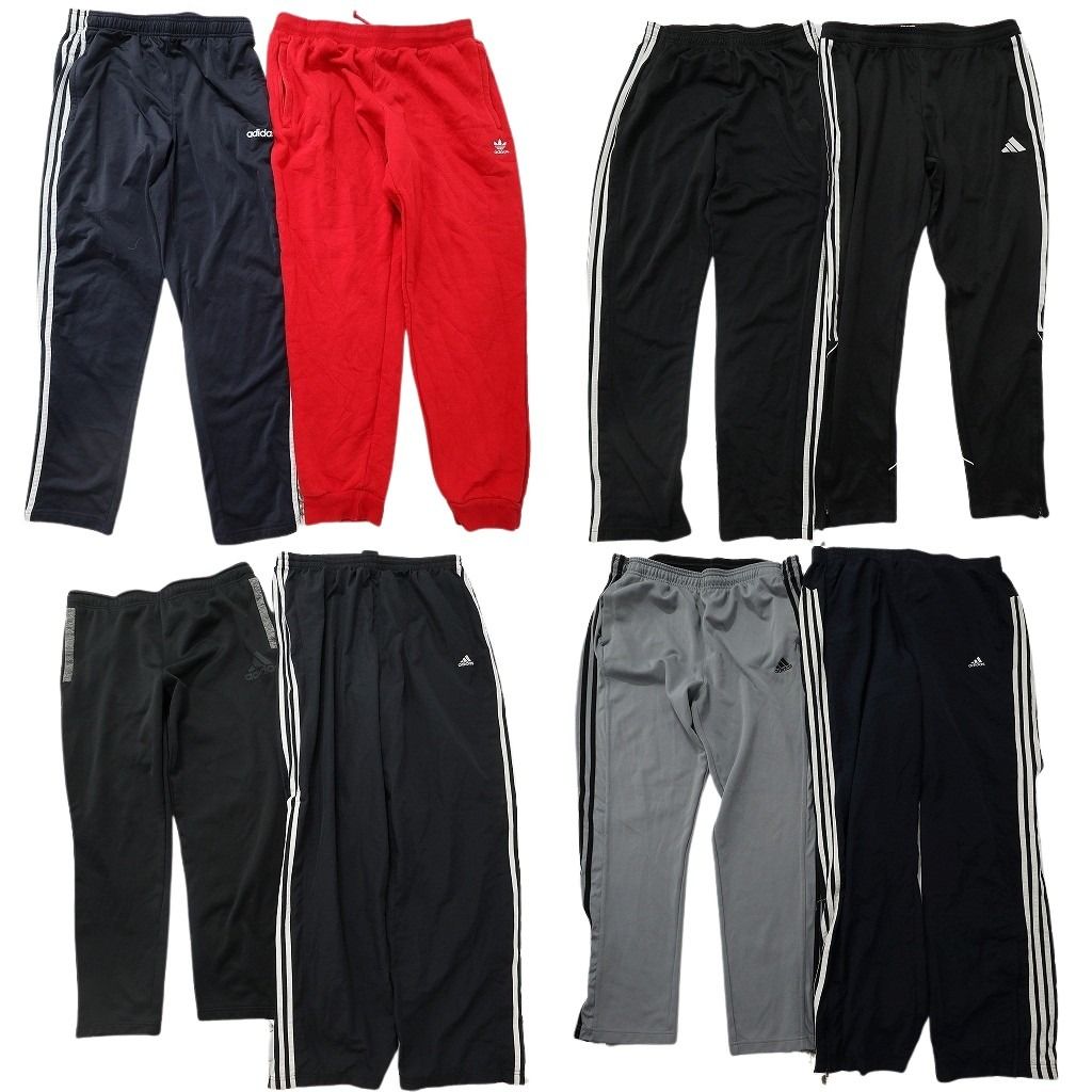 古着卸 まとめ売り アディダス パンツ 8枚セット ( メンズ XL ) スリーストライプス トラックパンツ ジャージ トレフォイル 中古 NG3292