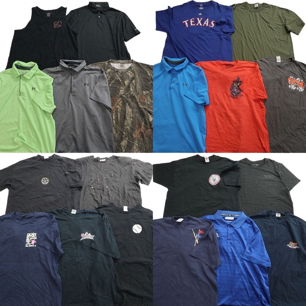 古着卸 まとめ売り Tシャツ トップス 20枚セット ( メンズ XL ) プロチーム MLB ポロシャツ ノースリーブ アンダーアーマー 中古 NG3322