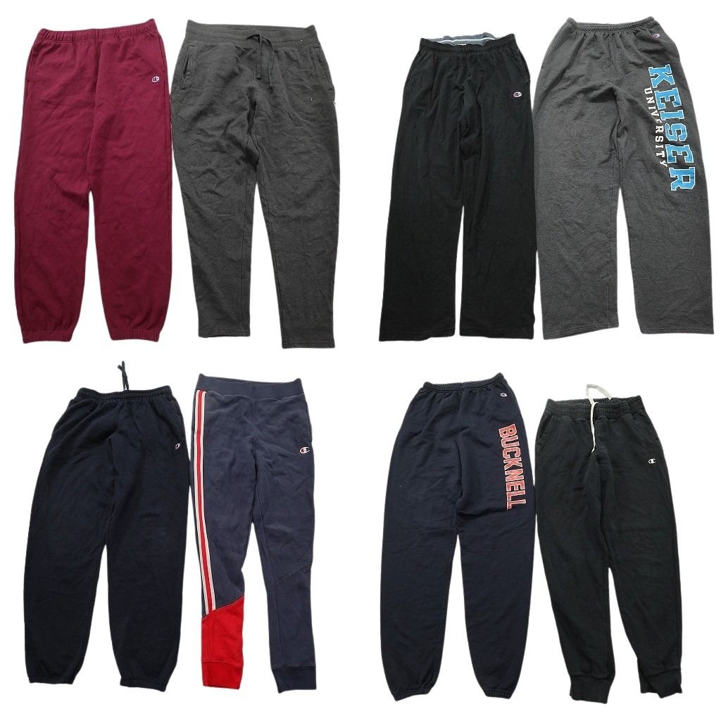 古着卸 まとめ売り チャンピオン パンツ 8枚セット ( メンズ Ｌ ) スウェットパンツ イージーパンツ ブラック グレー 中古 古着 NG3367