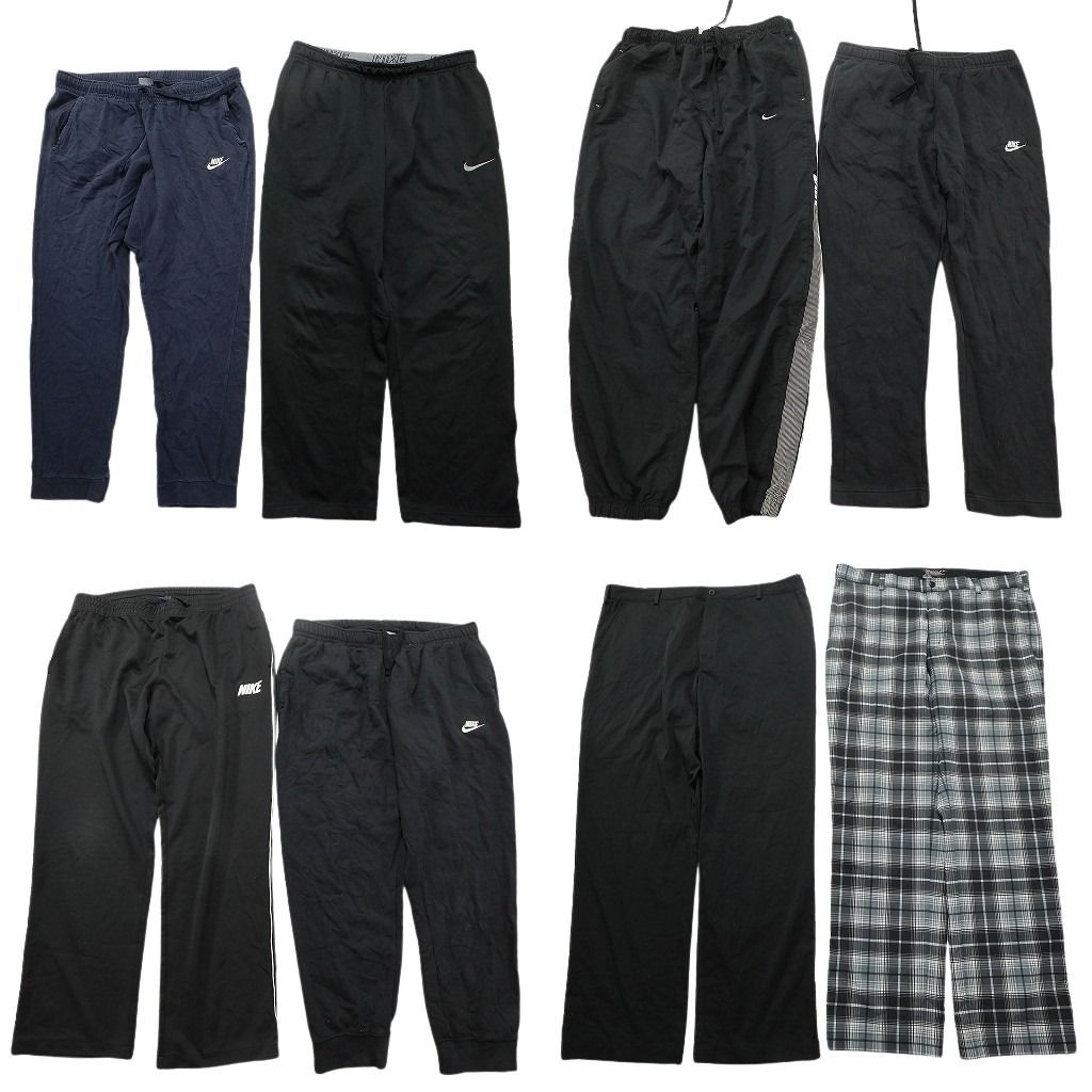 古着卸 まとめ売り ナイキ パンツ 8枚セット ( メンズ 36/38/XL/2XL ) スウッシュ スウェットパンツ トラックパンツ 中古 古着 NG3375