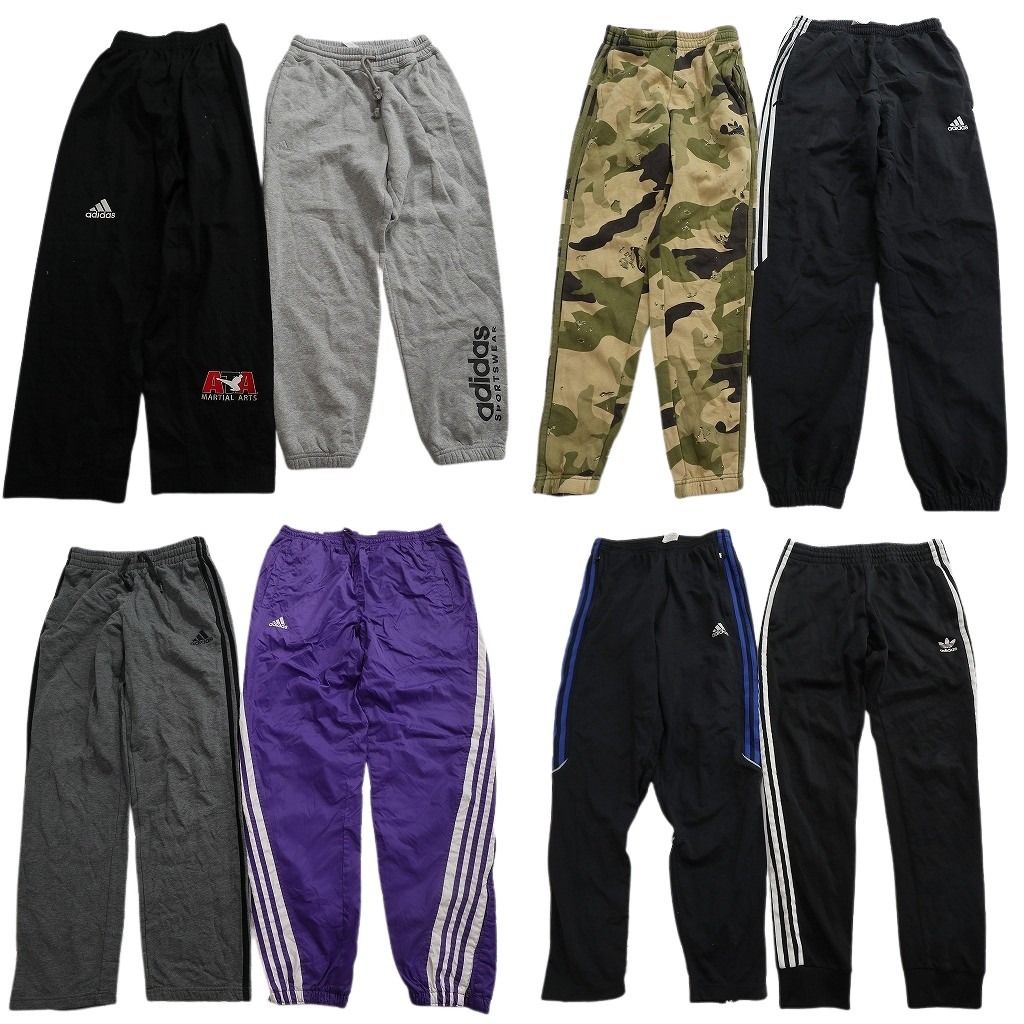 古着卸 まとめ売り アディダス パンツ 8枚セット ( メンズ Ｓ ) スウェットパンツ ナイロンパンツ トラックパンツ 迷彩柄 中古 古着 NG3416