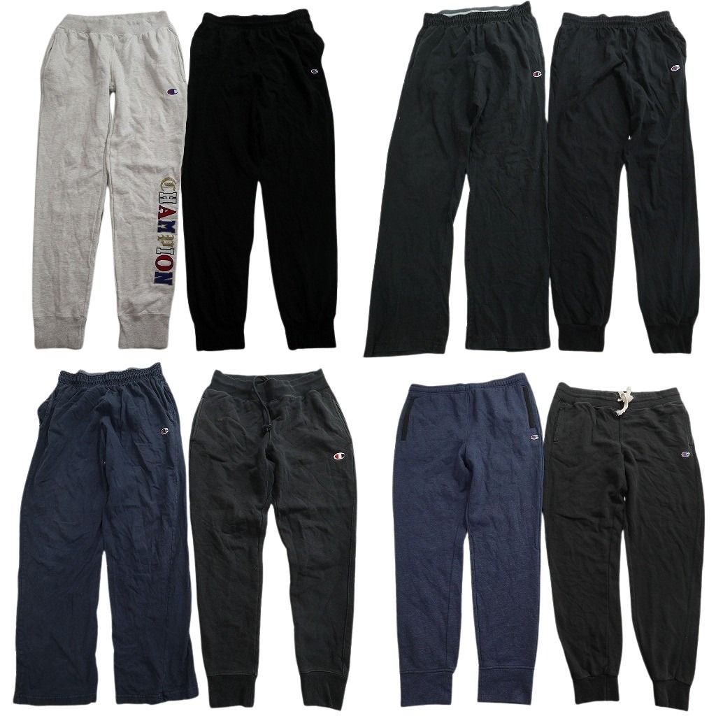 古着卸 まとめ売り チャンピオン パンツ 8枚セット ( メンズ Ｍ/Ｌ ) イージーパンツ ジョガーパンツ ブラック 中古 古着 NG3427