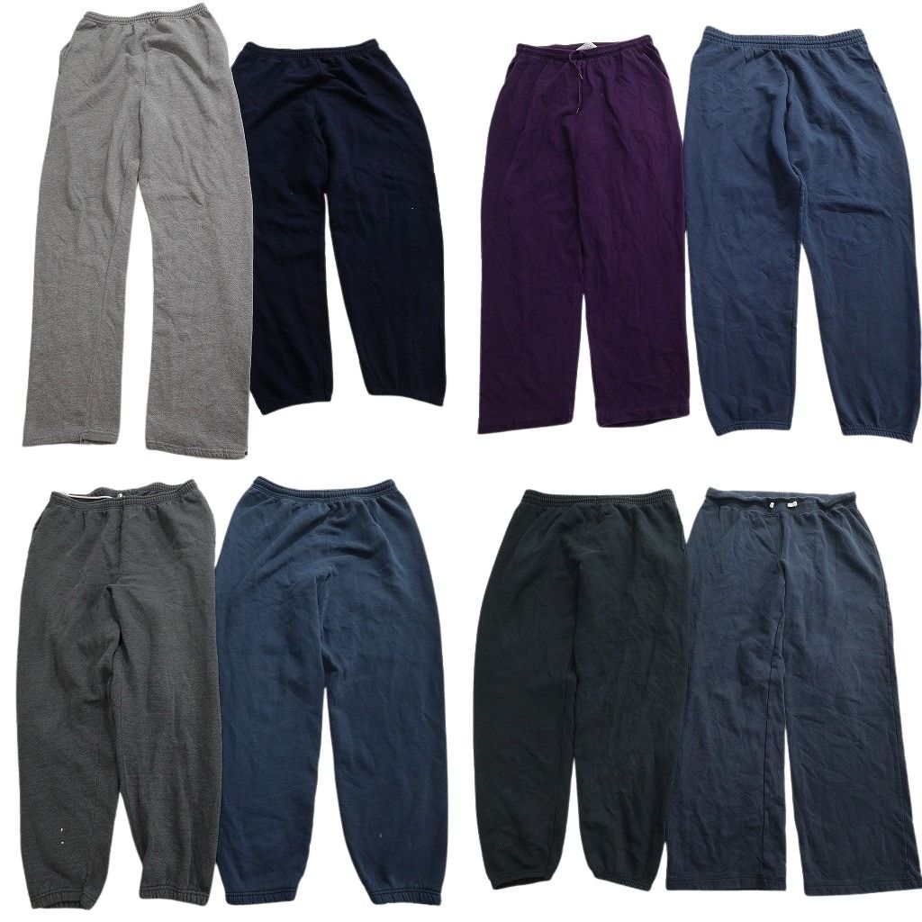 古着卸 まとめ売り スウェット パンツ 8枚セット ( メンズ XL ) イージーパンツ チャコールグレー ブラック パープル 中古 古着 NG3435