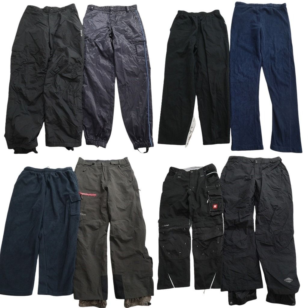 古着卸 まとめ売り パンツ 8枚セット ( メンズ 33/34/L/XL ) スキーパンツ ナイロンパンツ イージーパンツ ブラック 中古 古着 NG3439
