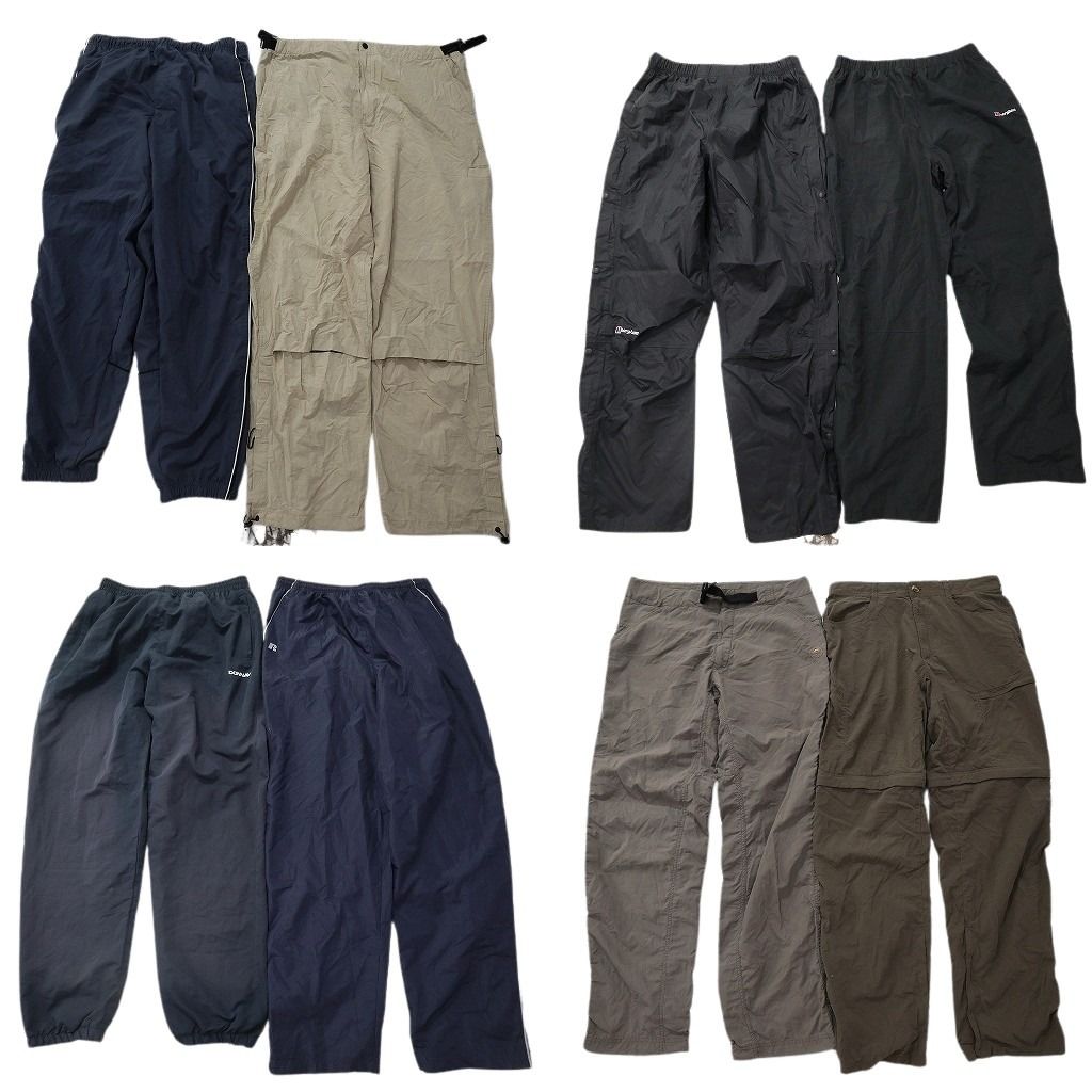 古着卸 まとめ売り ナイロン パンツ 8枚セット ( メンズ 32/Ｌ ) イージーパンツ デタッチャブルパンツ ブラック 中古 古着 NG3459