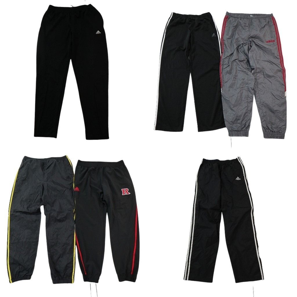 古着卸 まとめ売り アディダス パンツ 6枚セット ( メンズ L/XL ) イージーパンツ スリーストライプス ナイロン 中古 古着 NG3462