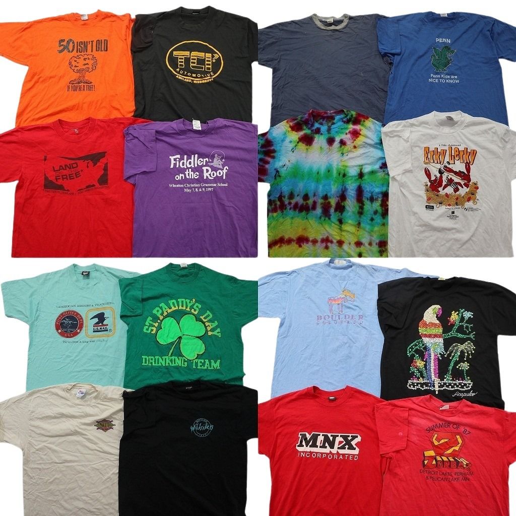 古着卸 まとめ売り ヴィンテージ シングルステッチ Tシャツ 16枚セット ( メンズ XL ) ワンポイント フルーツオブザルーム 中古古着 NG3529 13,764円