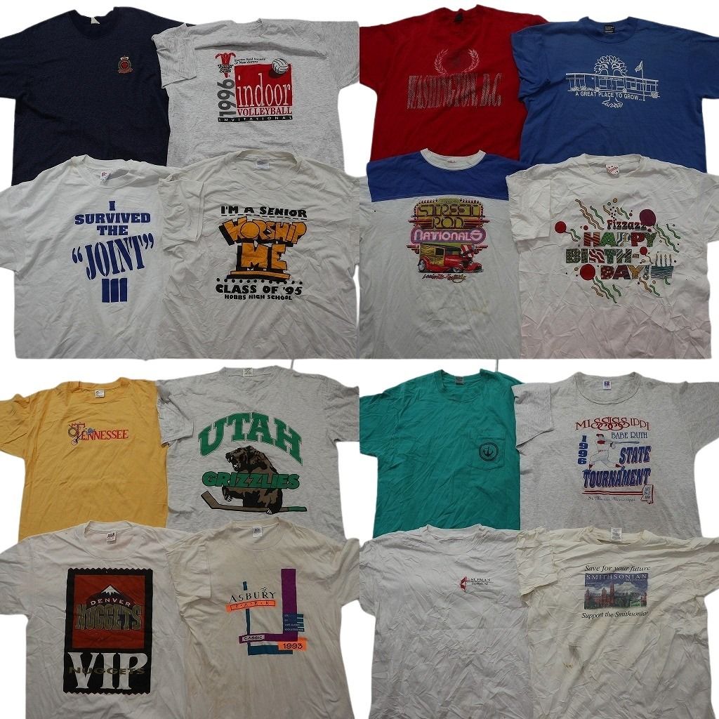 古着卸 まとめ売り ヴィンテージ シングルステッチ Tシャツ 16枚セット ( メンズ XL ) ラッセル カレッジ風 中古 古着 NG3538