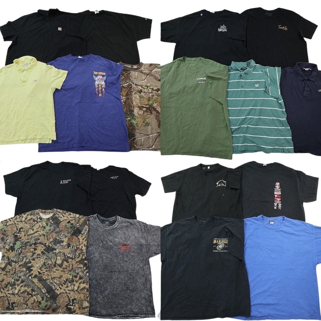 古着卸 まとめ売り Tシャツ トップス 18枚セット ( メンズ 3XL ) リアルツリー柄 ポロシャツ カーハート 無地 ブラック 中古 古着 NG3568 9,660円
