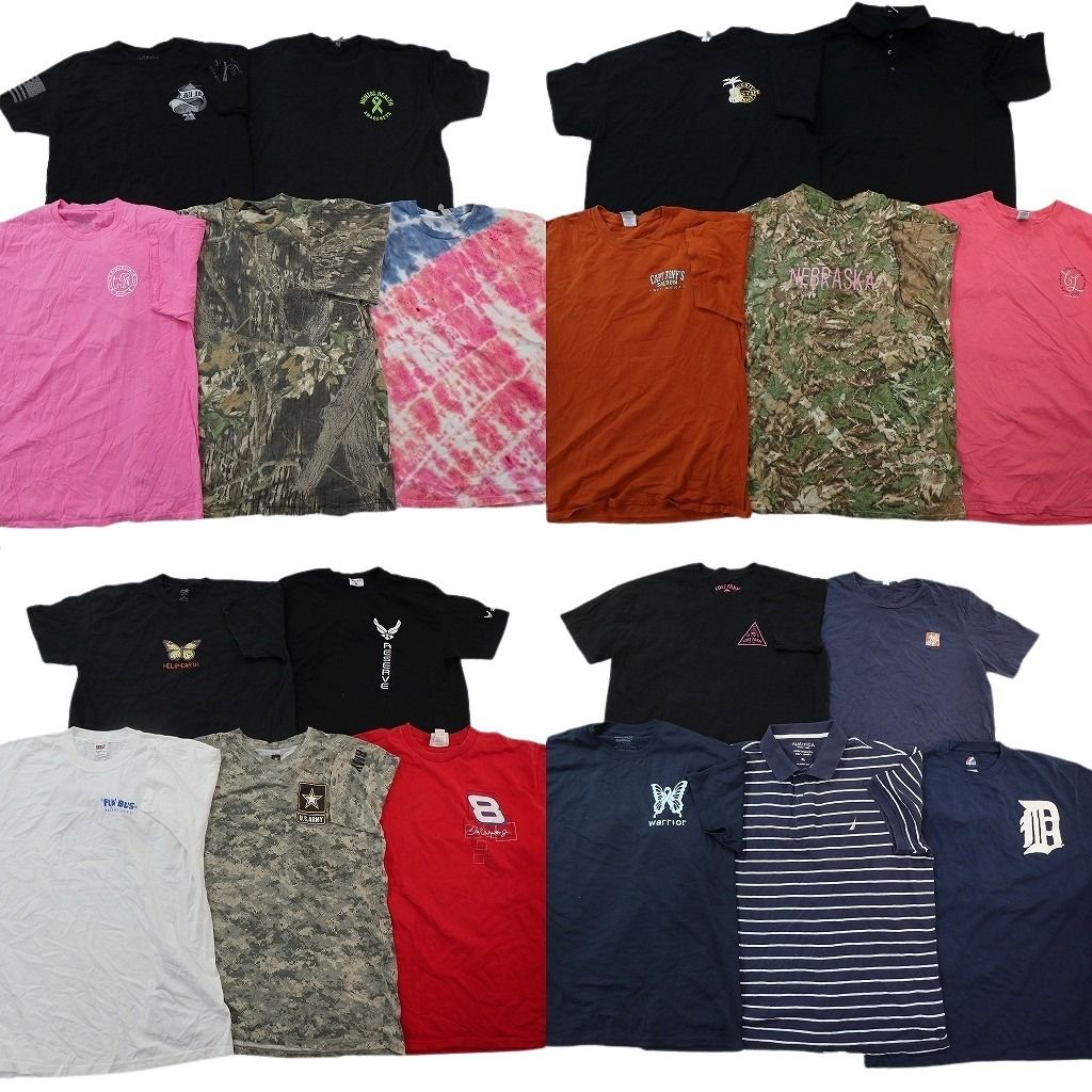古着卸 まとめ売り Tシャツ トップス 20枚セット ( メンズ XL ) ミリタリー USARMY リアルツリー柄 ポロシャツ 中古 古着 NG3570
