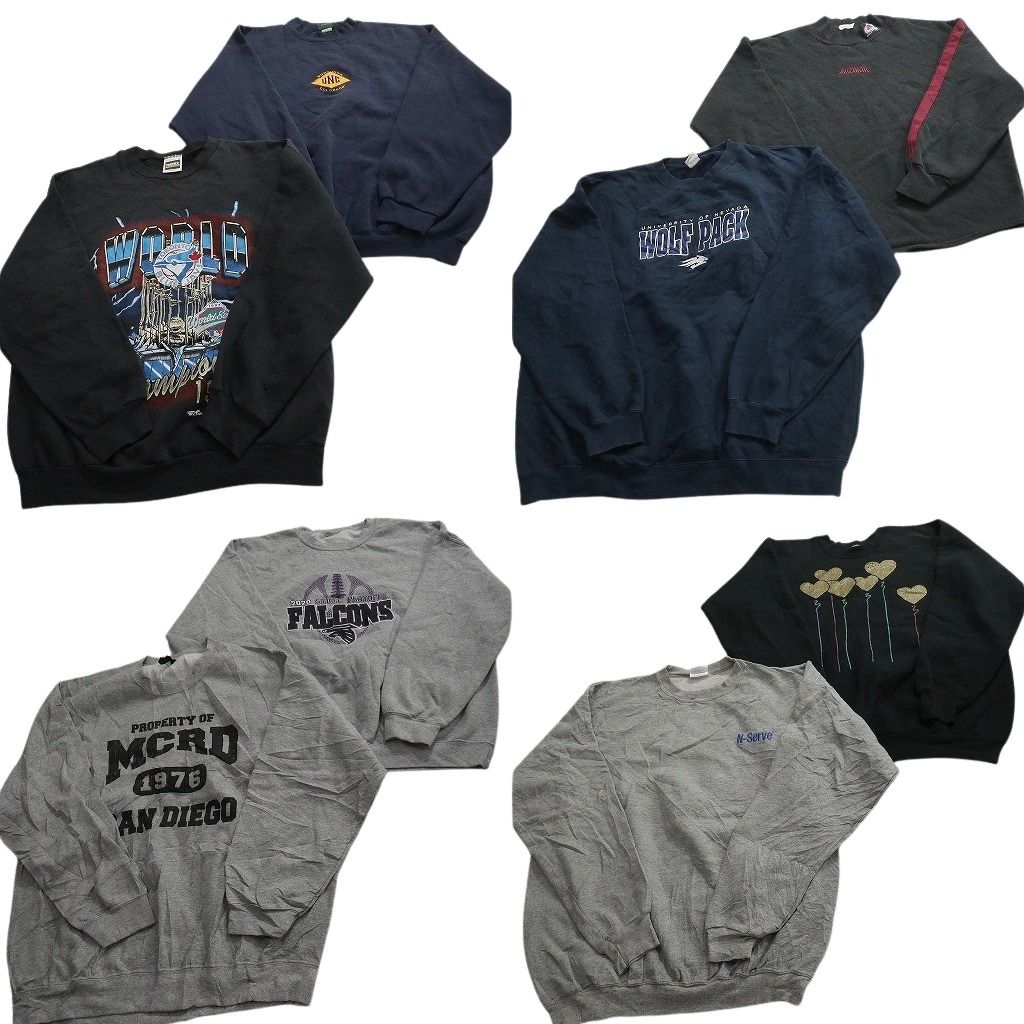 古着卸 まとめ売り スウェット 8枚セット ( メンズ XL ) カレッジ風 ワンポイント プロチーム MLB ブルージェイズ 中古 古着 NG3606