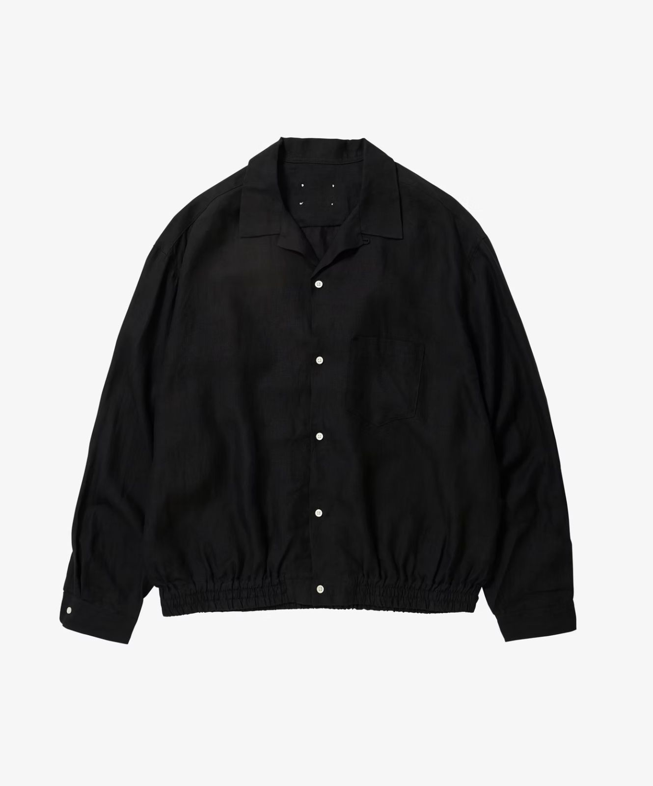 Sillage シアージ ribbed shirts linen black リブ オープンカラーシャツ ベルギーリネン