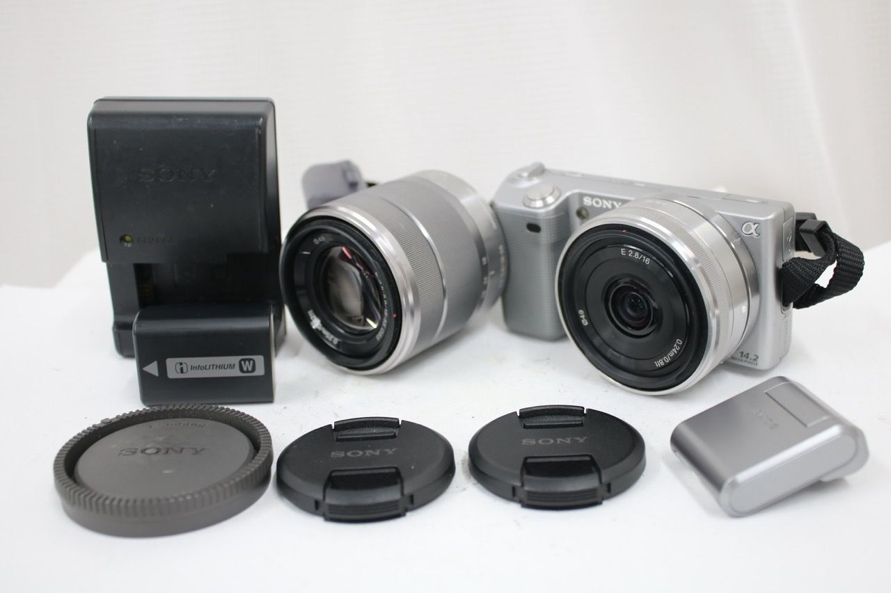 【返品保証】 【シャッター2222回】ソニー Sony α NEX-5 E 16mm F2.8 18-55mm F3.5-5.6 OSS ミラーレス一眼 e17632 33,605円