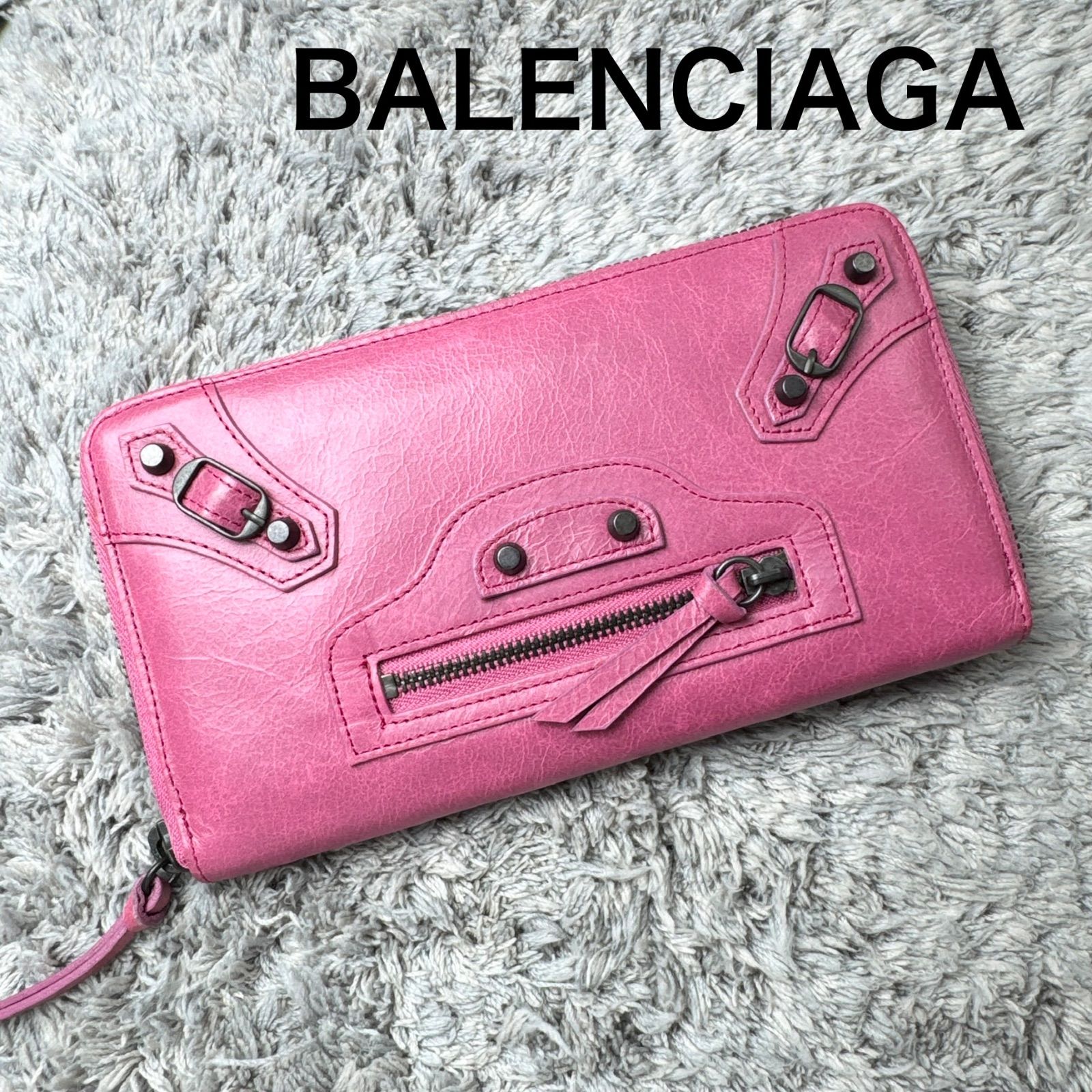 BALENCIAGA バレンシアガ クラシック コンチネンタル ジップアラウンド 長財布 ピンク 14,400円