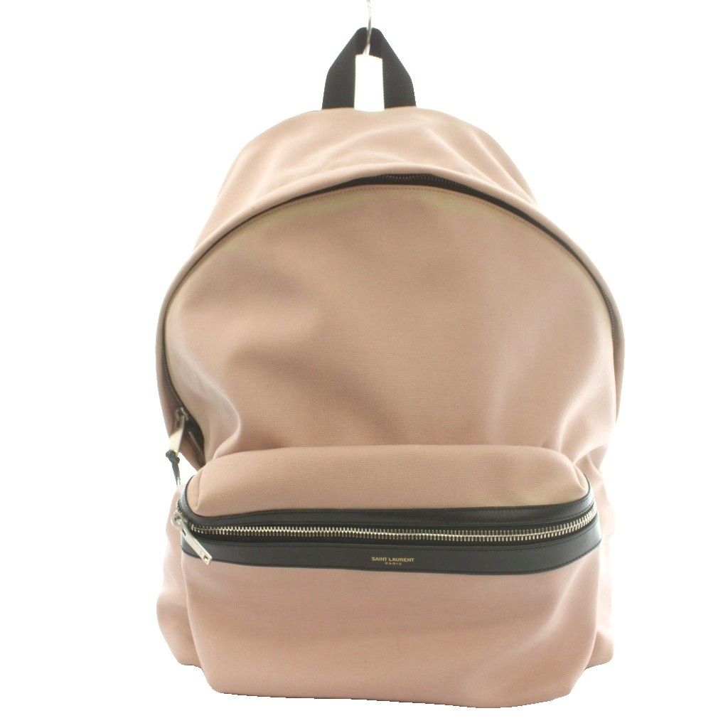 Saint Laurent Paris SAINT LAURENT PARIS Leather Switching Backpack Rucksack Daypack Canvas Pink Black Black/SS ■OS