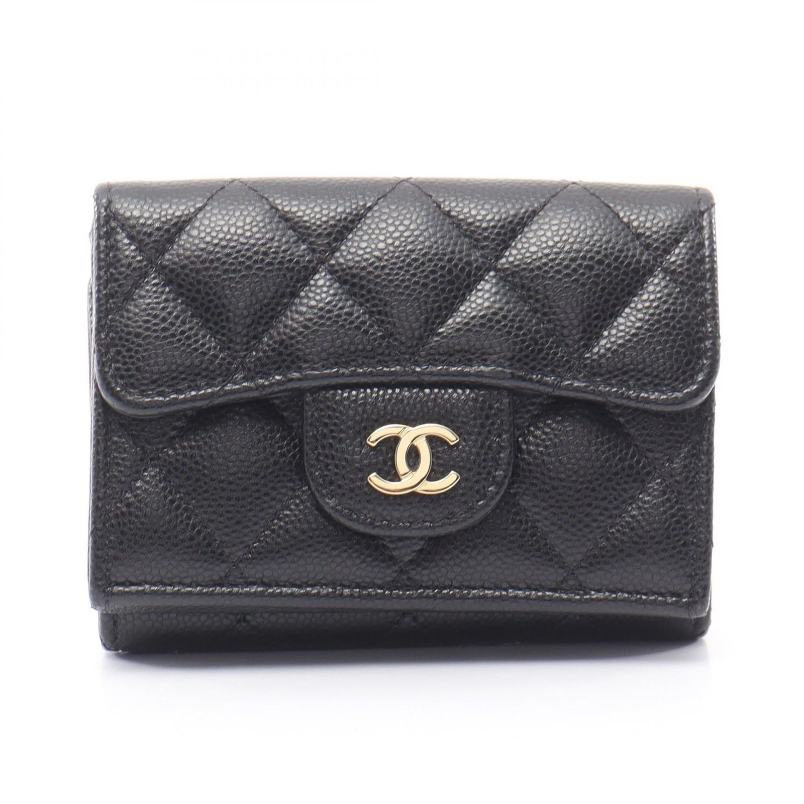 シャネル CHANEL 三つ折り財布 クラシック スモール フラップ ウォレット マトラッセ AP0230 ブラック キャビアスキン(グレインドカーフ) マトラッセ 三つ折り財布
