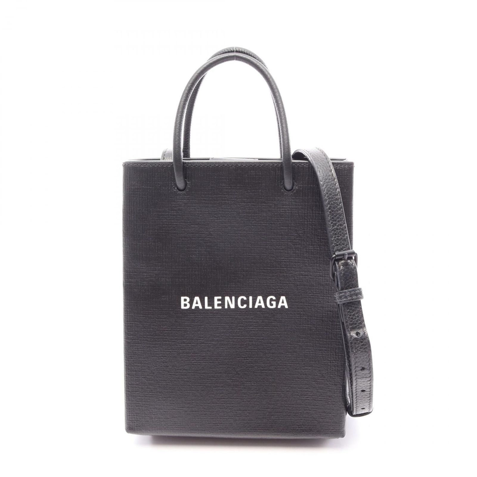 バレンシアガ BALENCIAGA ハンドバッグ ショッピングトートXXS 757776 ブラック/ホワイト レザー ショッピングトート XXS レディース Used A
