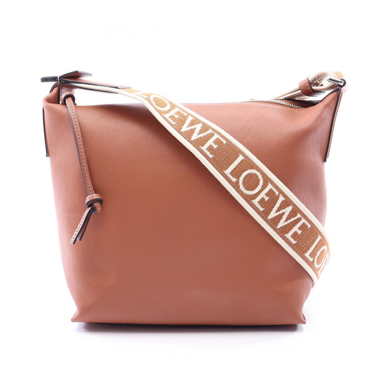ロエベ LOEWE ショルダーバッグ キュービィ スモール ブラウン/アイボリー レザー キュービィ クロスボディバッグ スモール メンズ Used A