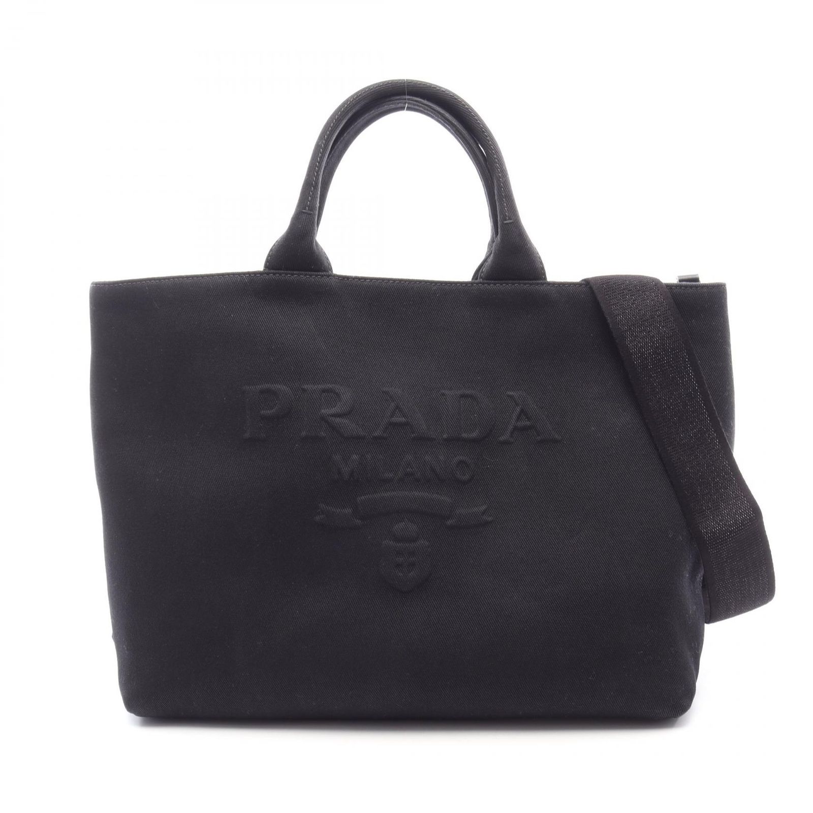 プラダ PRADA トートバッグ CANAPA ドリル 2WAY 1BG395 ブラック キャンバス ドリル 2way トートバッグ ミディアム レディース Used A