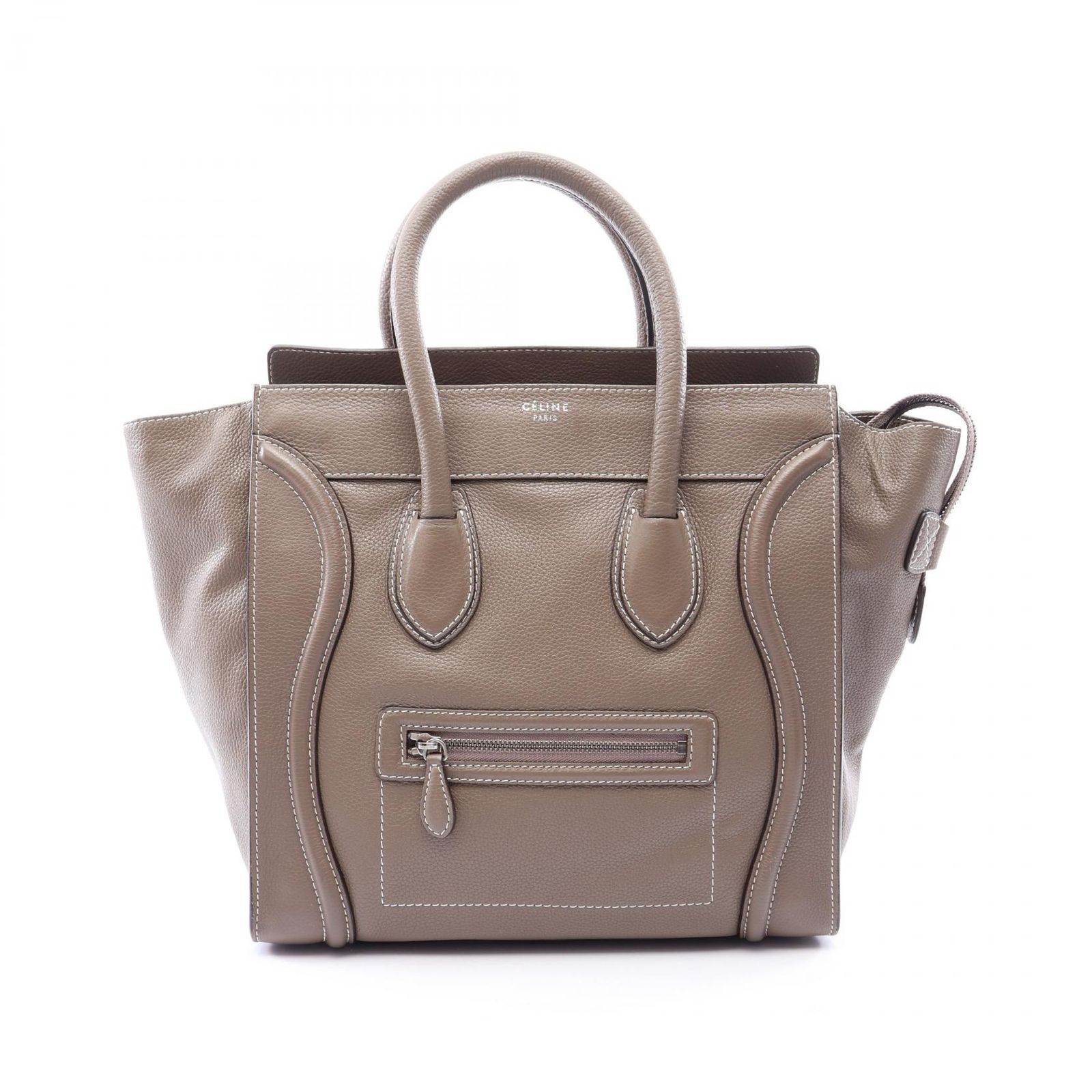 セリーヌ CELINE ハンドバッグ ラゲージ ミニショッパー グレージュ レザー ラゲージ ミニ ショッパー レディース Used B