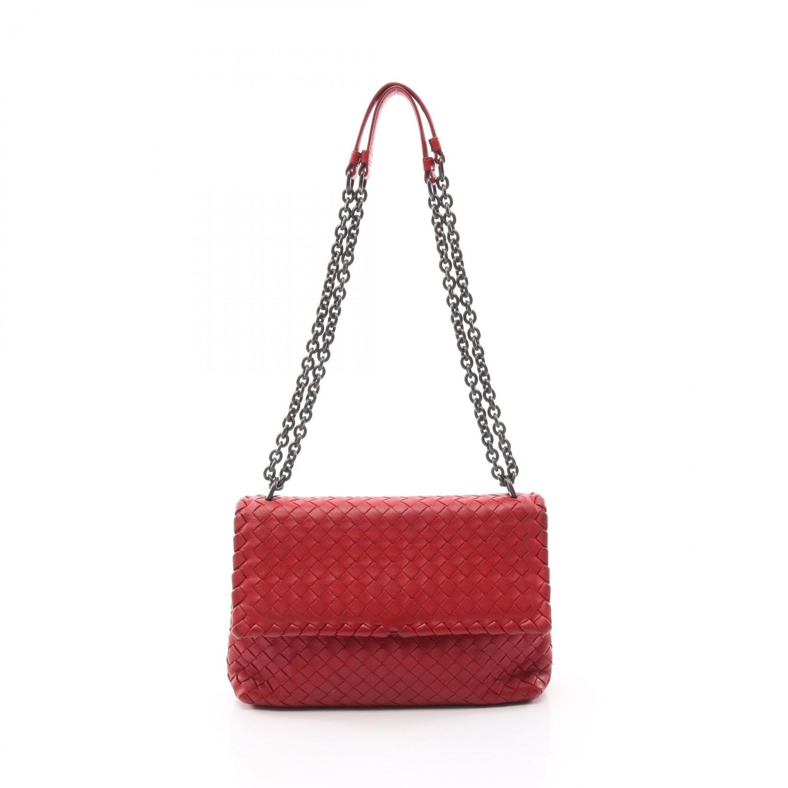 ボッテガヴェネタ BOTTEGA VENETA ショルダーバッグ スモール オリンピア 386498 レッド レザー イントレチャート オリンピア スモール レディース Used B