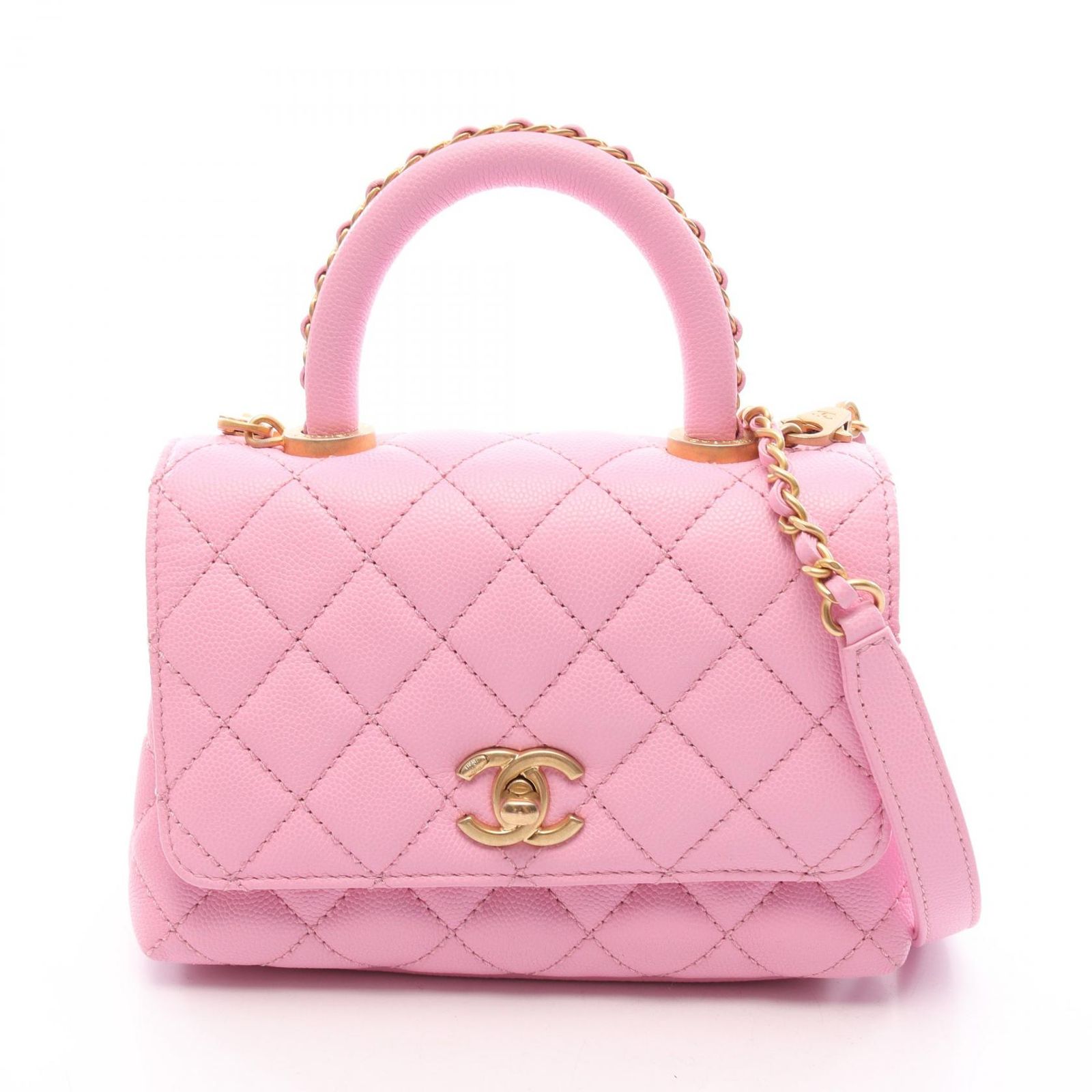シャネル CHANEL ハンドバッグ ココハンドルXXS トップハンドル 2WAY ピンク キャビアスキン(グレインドカーフ) ココハンドル マトラッセ 2wayチェーンショルダー 396,360円