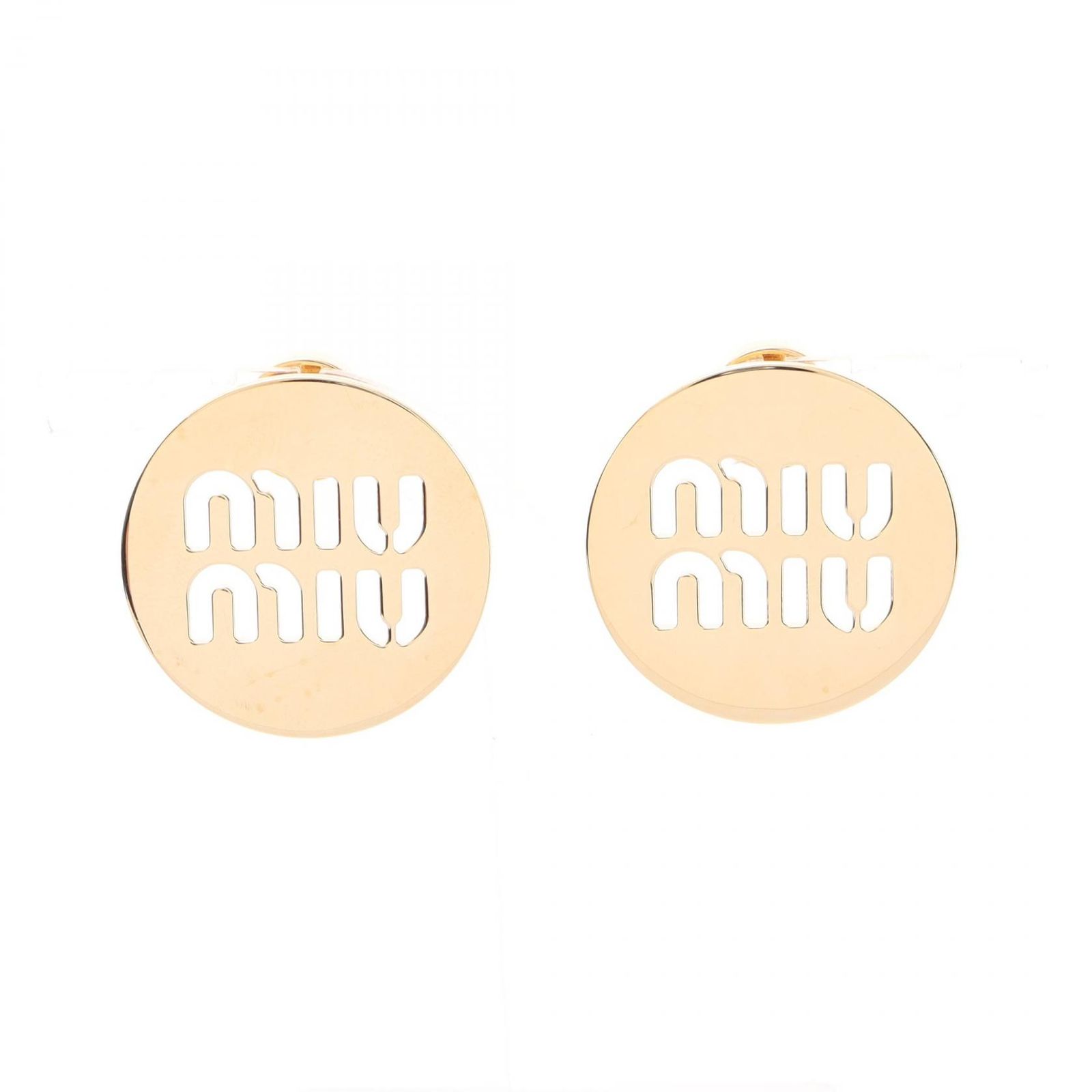 ミュウ ミュウ Miu Miu ピアス ロゴ サークル ゴールド GP（ゴールドメッキ） ピアス レディース 未使用