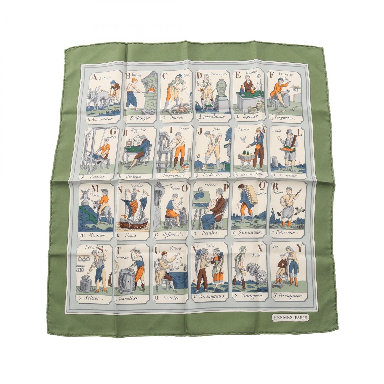 エルメス HERMES スカーフ プチカレ カレ45 L'ALPHABET DES METIERS シルク カレ45 レディース Used A