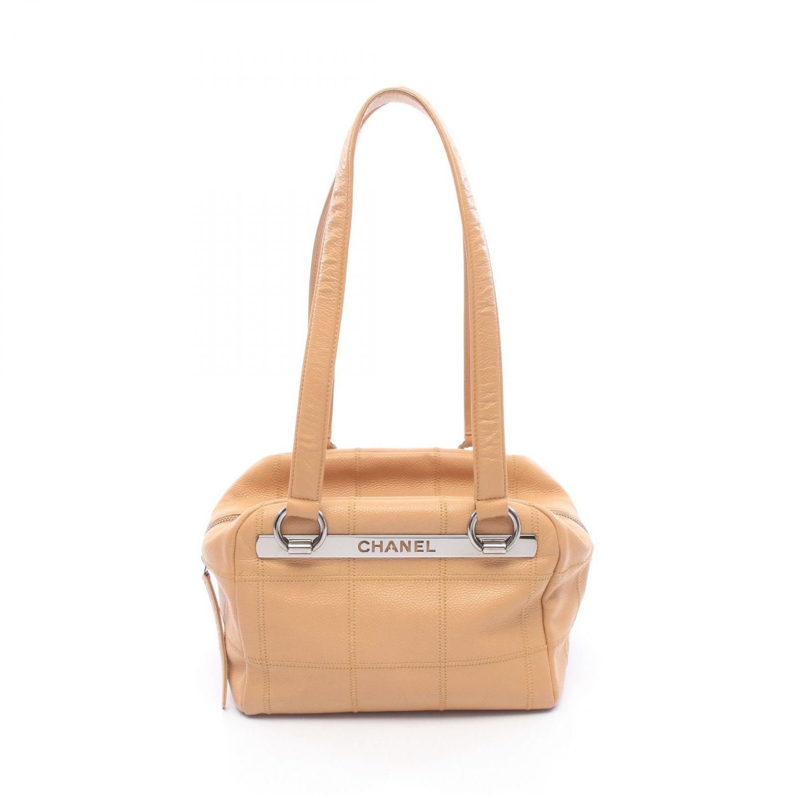 シャネル CHANEL ショルダーバッグ チョコバー ベージュ キャビアスキン(グレインドカーフ) チョコバー ボストンバッグ レディース Used B