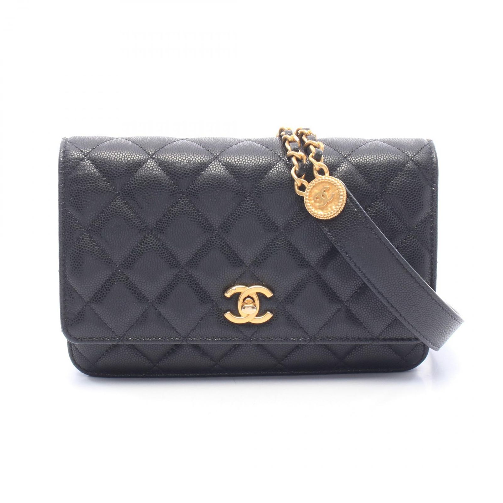 シャネル CHANEL ショルダーバッグ マトラッセ ブラック キャビアスキン(グレインドカーフ) マトラッセ チェーンウォレット レディース Used A