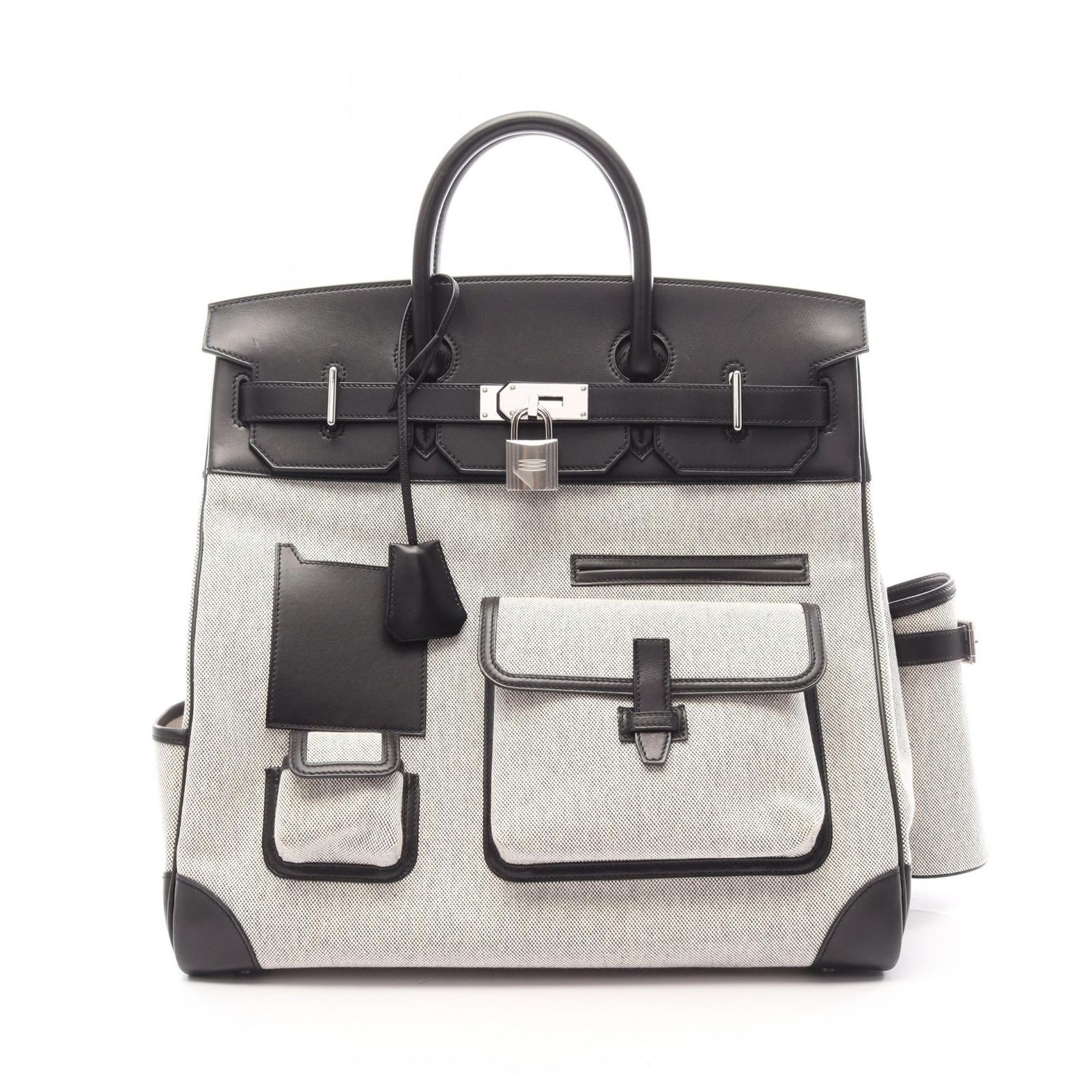 エルメス HERMES ハンドバッグ オータクロア40 カーゴ ポケット エクリュ ブラック 26022516 エクリュ/ブラック カーフ（牛革） オータクロア40 カーゴ ポケット エクリュ/ブラック