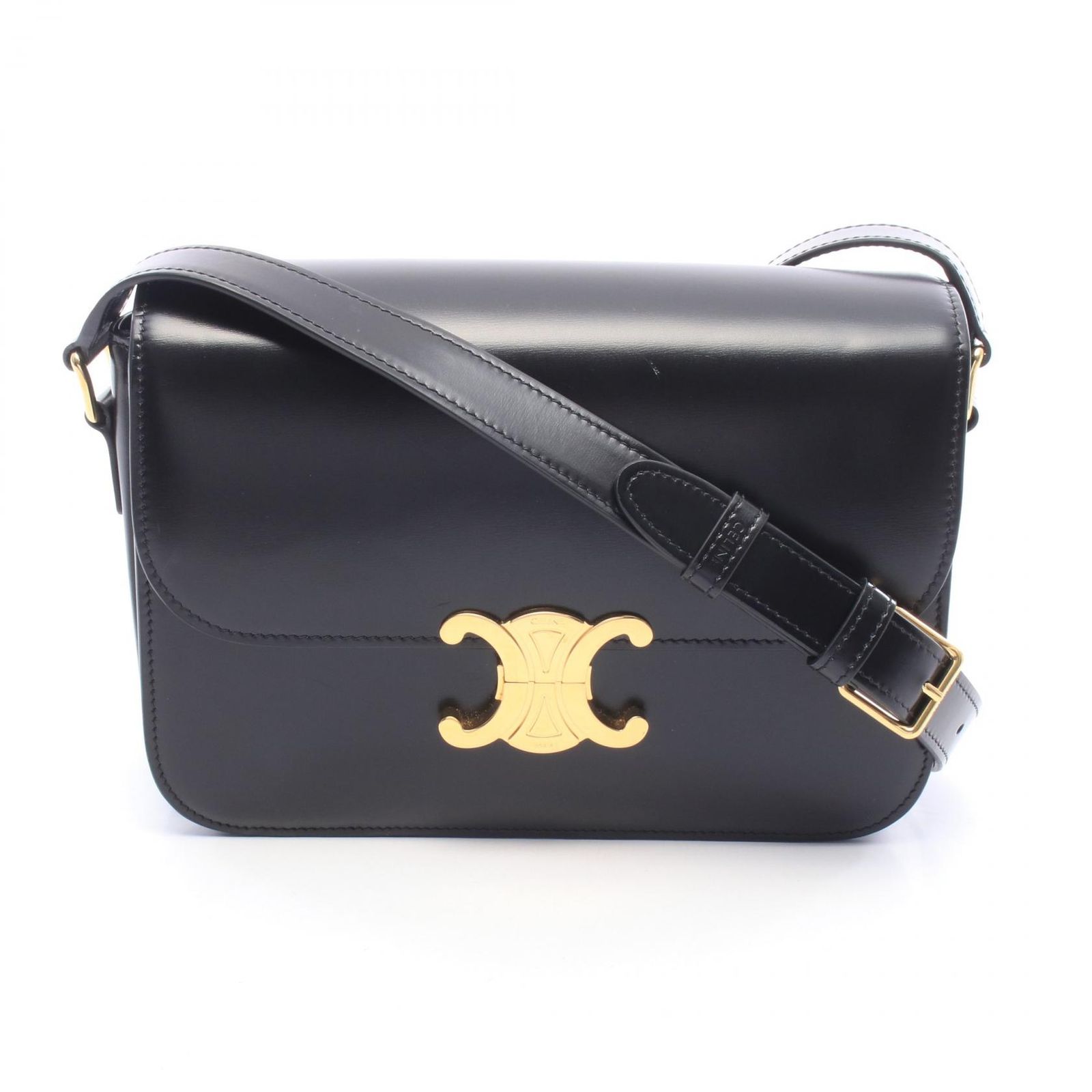 セリーヌ CELINE ショルダーバッグ クラシック トリオンフ ミディアム ブラック レザー クラシック トリオンフ バッグ レディース Used A 152,900円