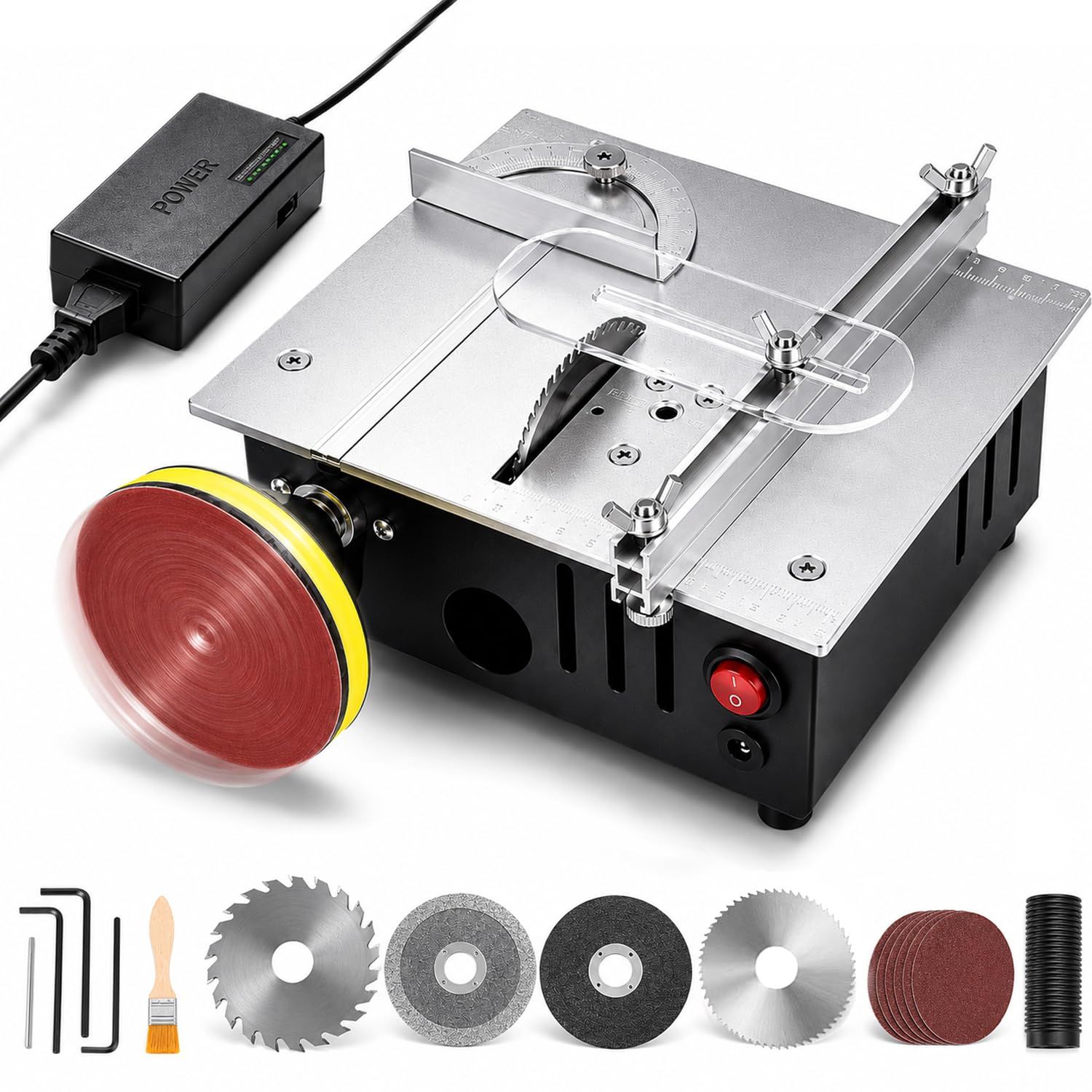 ☆新品☆テーブルソー,卓上小型DIYミニテーブルソー 多機能テーブルソー ミニ電動丸鋸 9000RPM テーブルソー 鋸刃4枚付き DIY用 精密切断機 64mmブレード 高精度カット 切断厚さ最大15mm対応 昇降調整可能 研磨対応 0-4 bcd0e7db