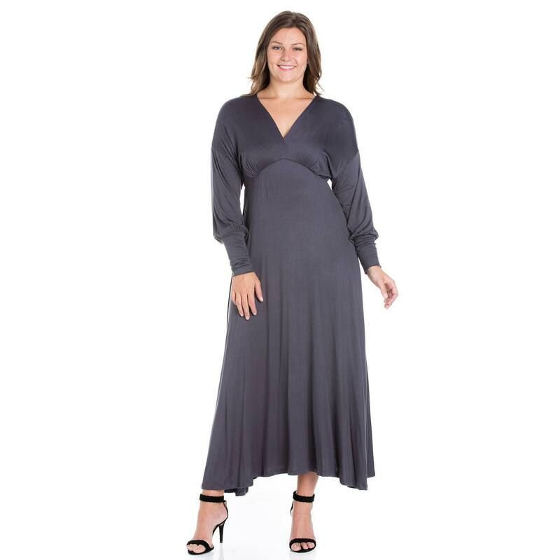 24 セブンコンフォート レディース トップス ワンピース Vネック プラスサイズ マキシ Plusize 24seven Comfort Apparel VNeck Long Sleeve Maxi