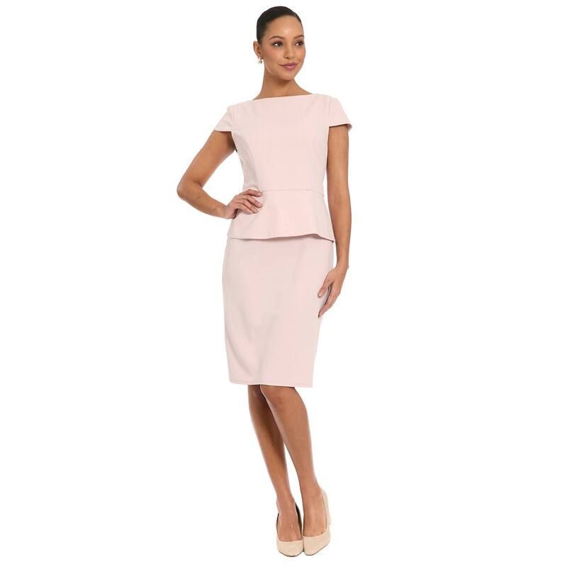 ロンドンタイムス レディース トップス ワンピース キャップ Womens London Times Cap Sleeve Peplum Sheath Dress Dusty Pink ピンク 14,235円