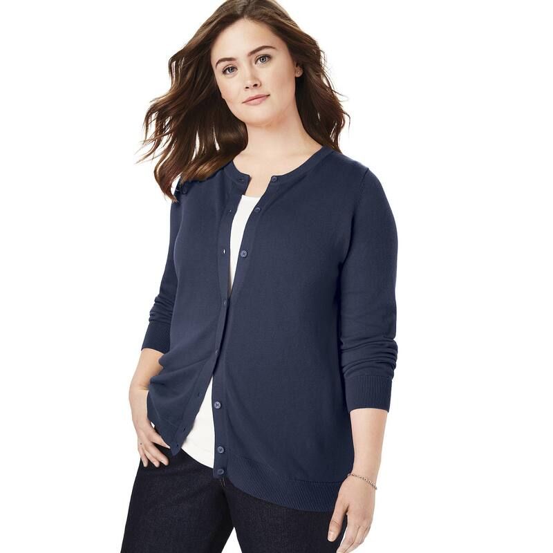 ウーマン ウィズイン レディース アウター ニット・セーター プラスサイズ カーディガン 長袖 Woman Within Plusize Perfect LongSleeve Cardigan Swe