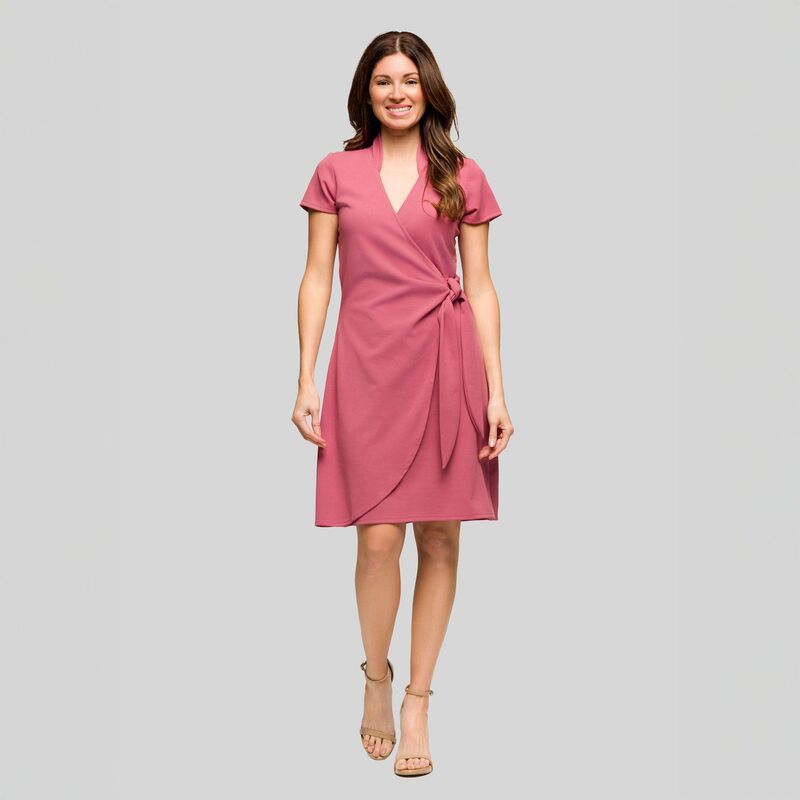 24 セブンコンフォート レディース トップス ワンピース ミディ Womens 24Seven Comfort Apparel Mandarin Collar Midi Wrap Dress Ros