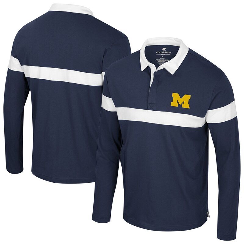 コロシアム メンズ トップス Tシャツ ポロシャツ Mens Colosseum Navy Michigan Wolverines Too Cool For Schoolong Sleeve Polo