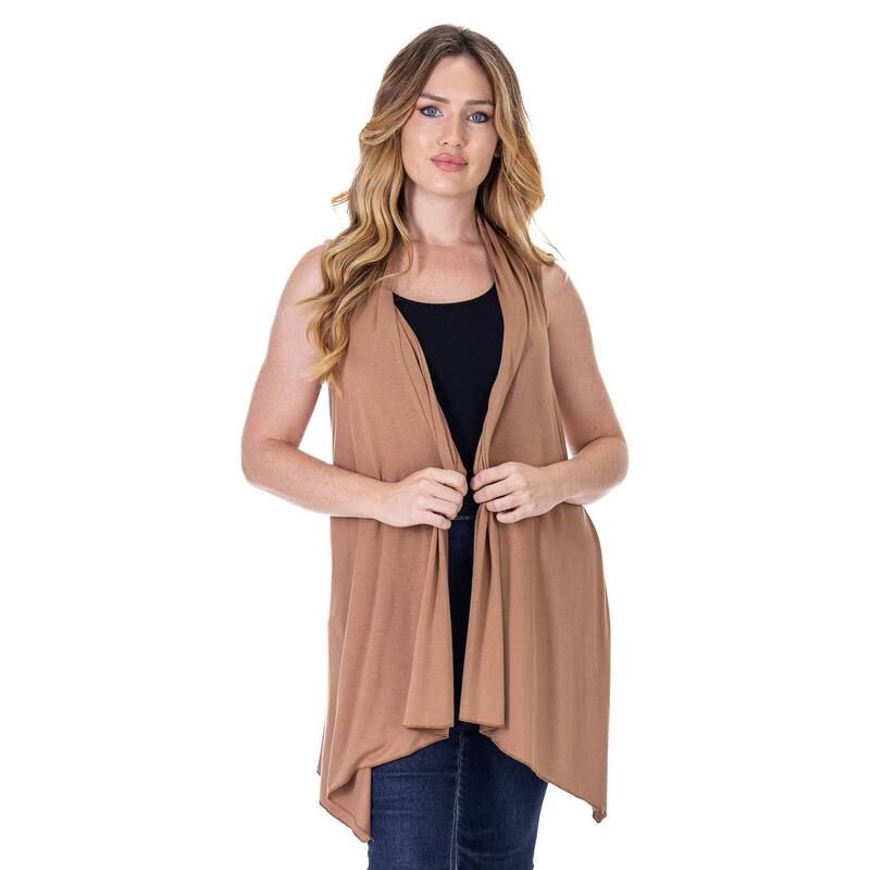 24 セブンコンフォート レディース アウター ニット・セーター ドレープ ベスト ノースリーブ カーディガン Womens 24Seven Comfort Apparel Draped Open F