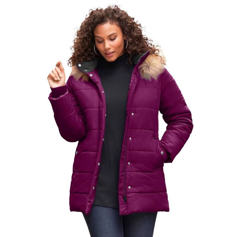 ロアマンズ レディース アウター ジャケット・ブルゾン プラスサイズ キルティング Roamans Womens Plusize Classic Length Quilted Puffer Jacke